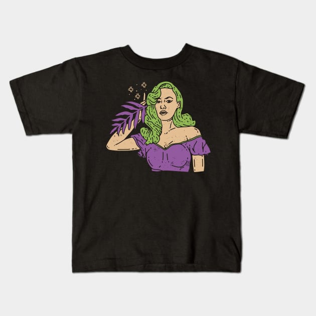 BEAUTY GIRL OLD SCHOOL Kids T-Shirt by TENSTUDIOART